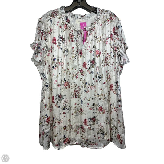Top Short Sleeve Basic By Tamara H In Floral Print, Size: 2x