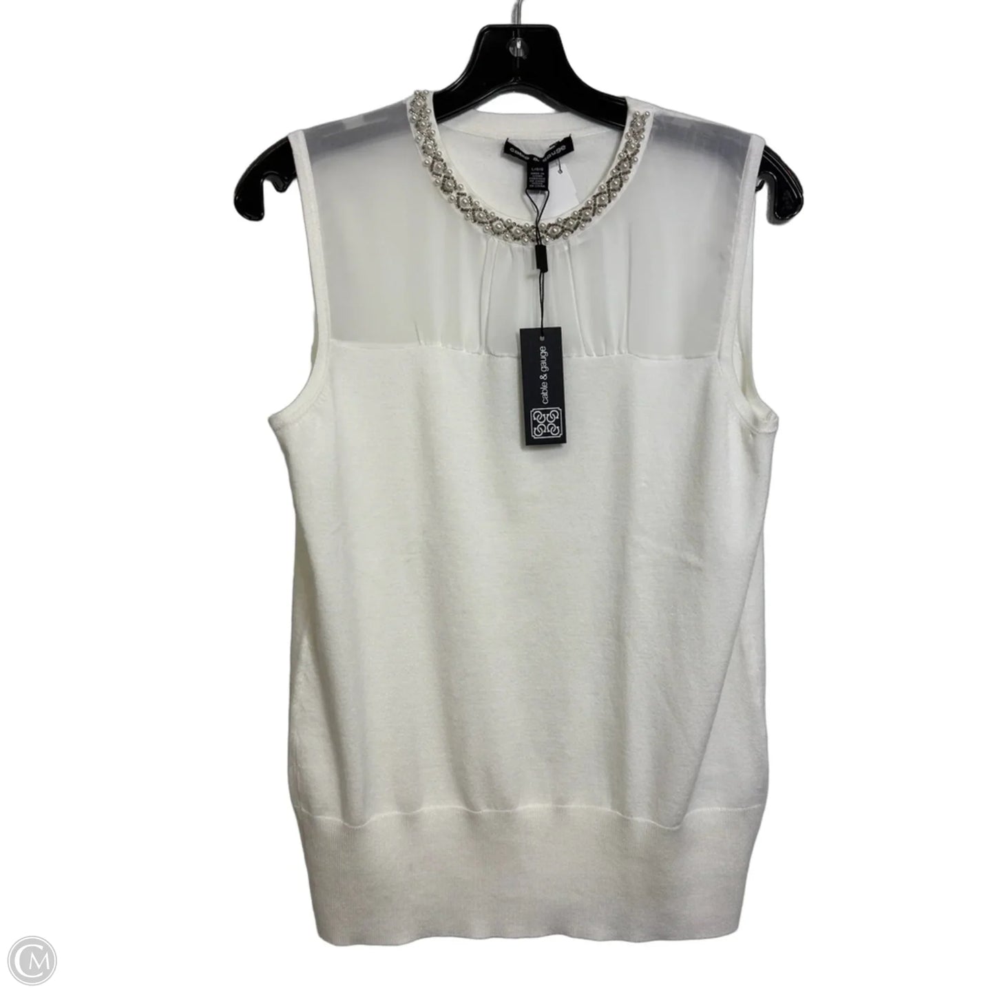 Top Sleeveless Basic By Cable And Gauge In White, Size: L