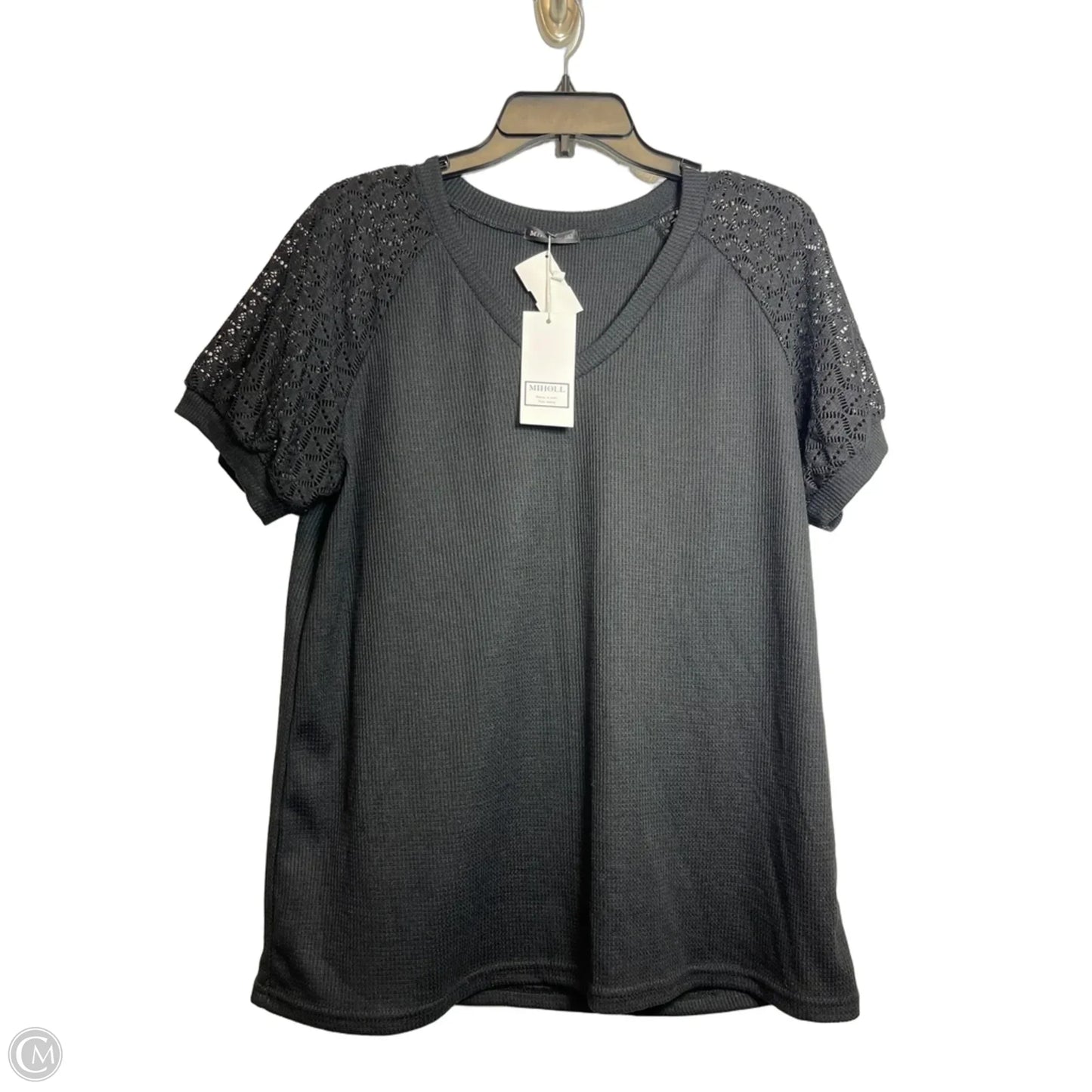 Top Short Sleeve Basic By Miholl In Black, Size: Xl