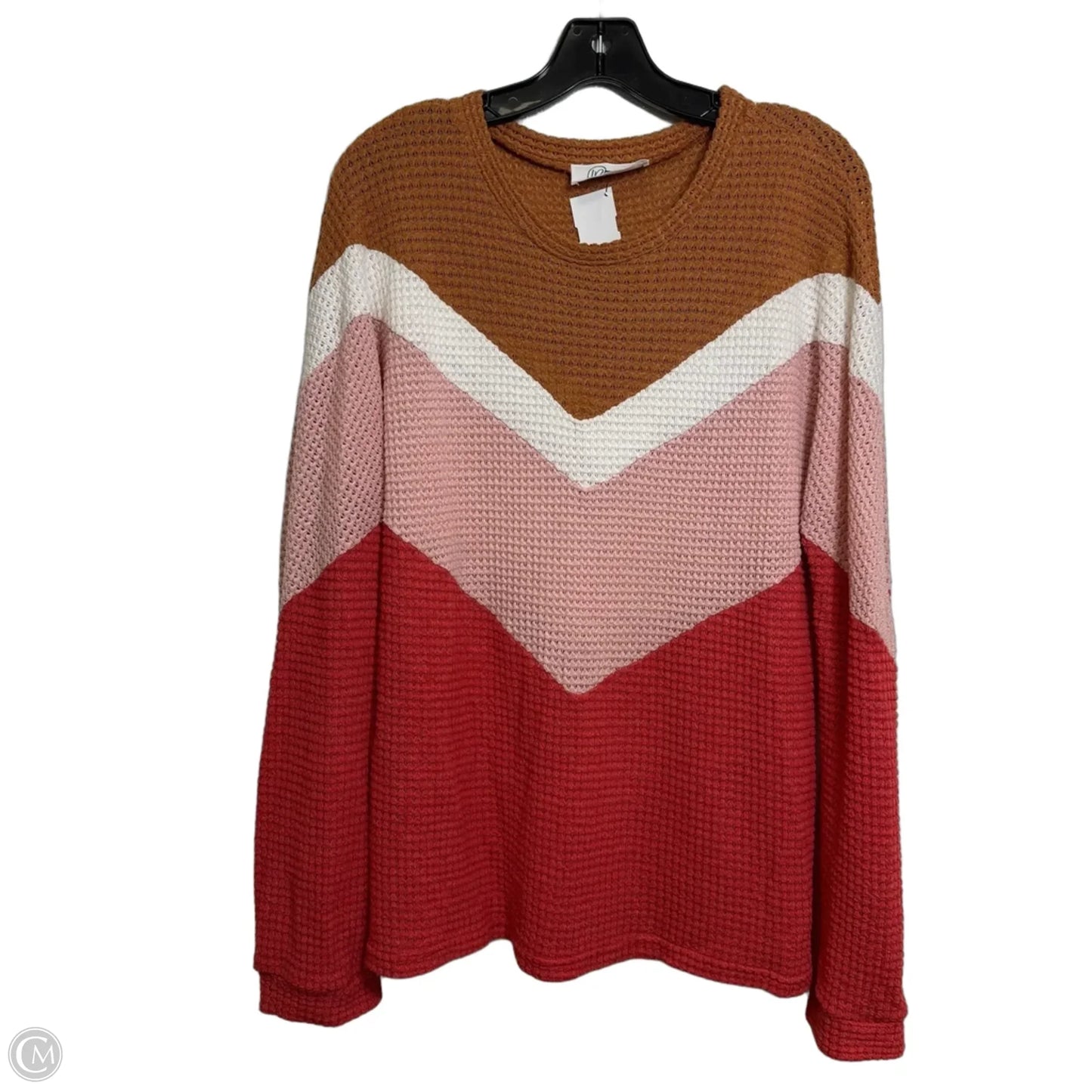 Top Long Sleeve Basic By Clothes Mentor In Pink & Tan, Size: L