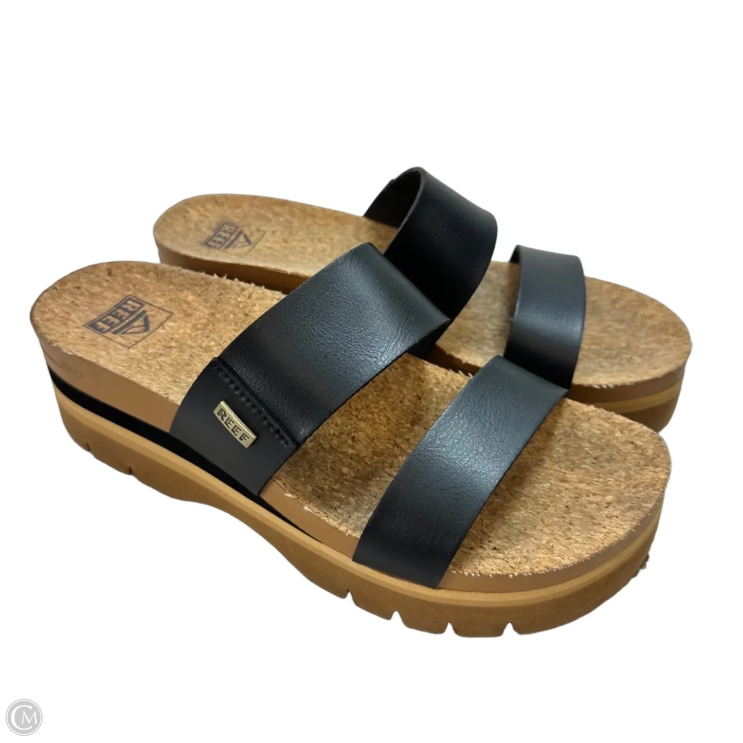 Sandals Flats By Reef In Black & Tan, Size: 9.5