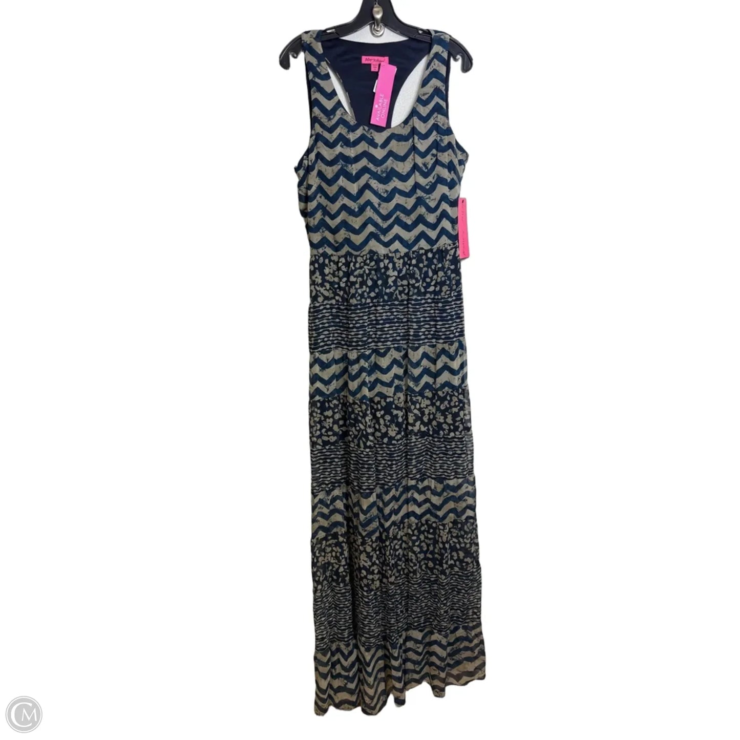 Dress Casual Maxi By Betsey Johnson In Blue & Tan, Size: L
