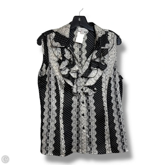 Top Sleeveless Basic By Tahari By Arthur Levine In Black & White, Size: M