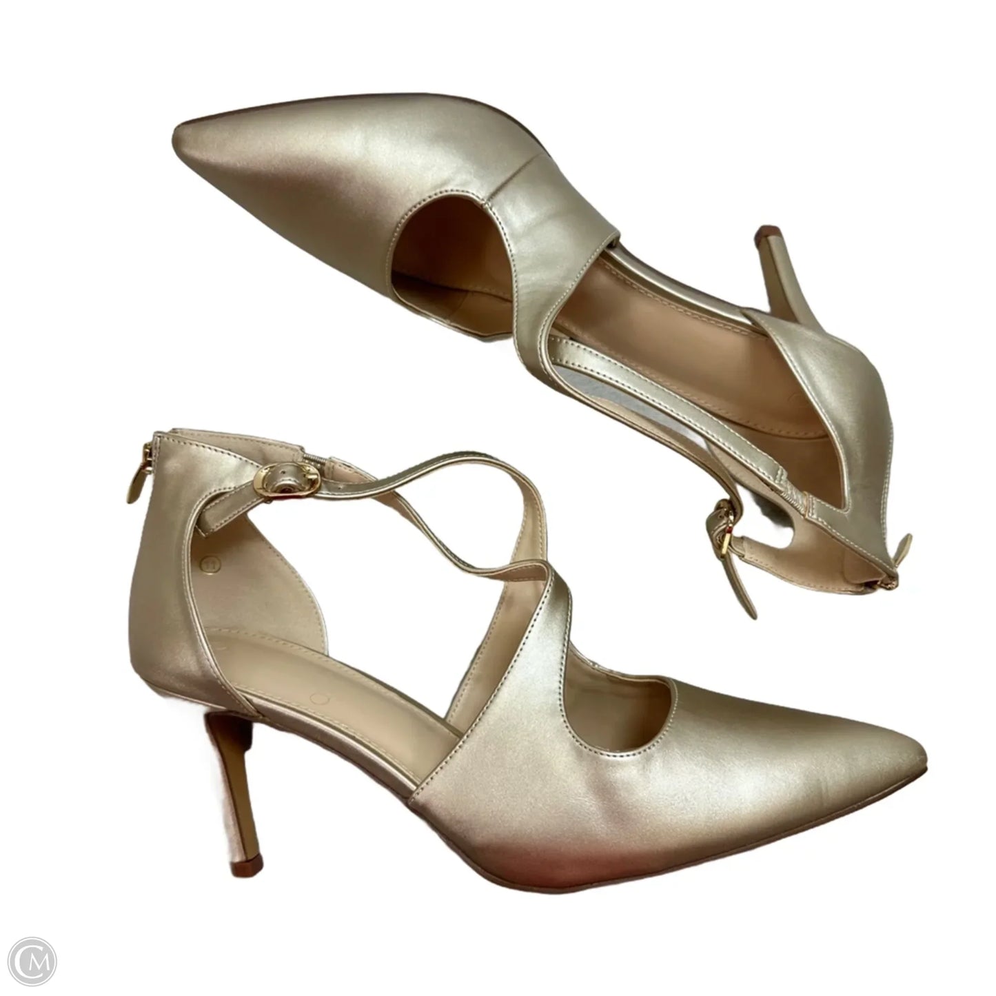 Shoes Heels Kitten By Clothes Mentor In Gold, Size: 11