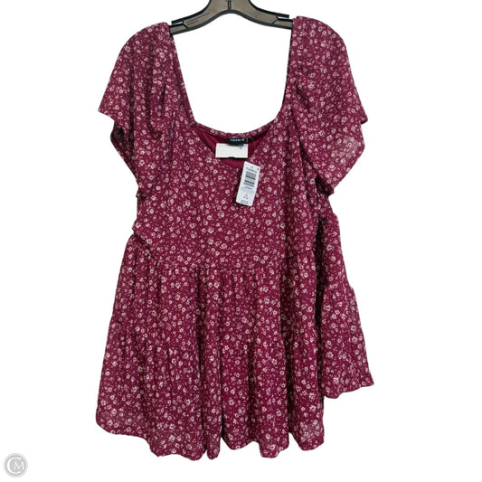 Top Short Sleeve By Torrid In Maroon, Size: 1x