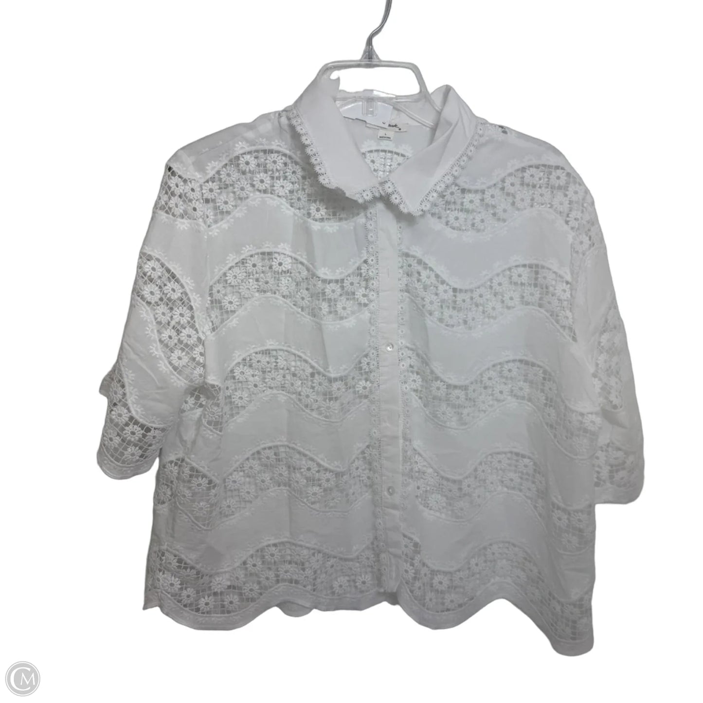 Top Short Sleeve By Ultra Pink In White, Size: L