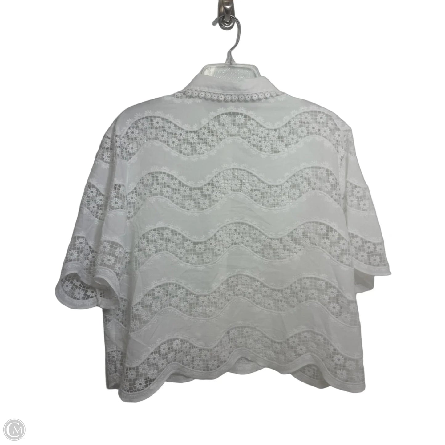 Top Short Sleeve By Ultra Pink In White, Size: L