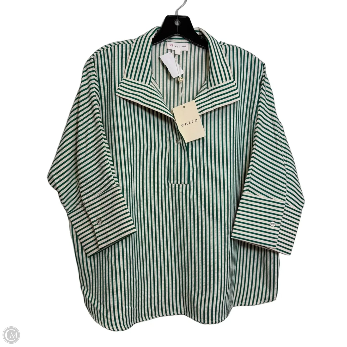 Top 3/4 Sleeve By Entro In Green, Size: S