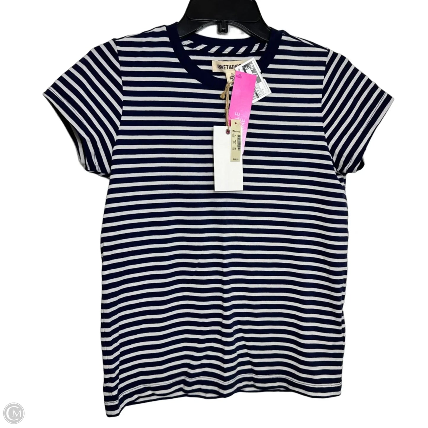 Top Short Sleeve Basic By RIVET AND THREAD Madewell In Blue & White, Size: S