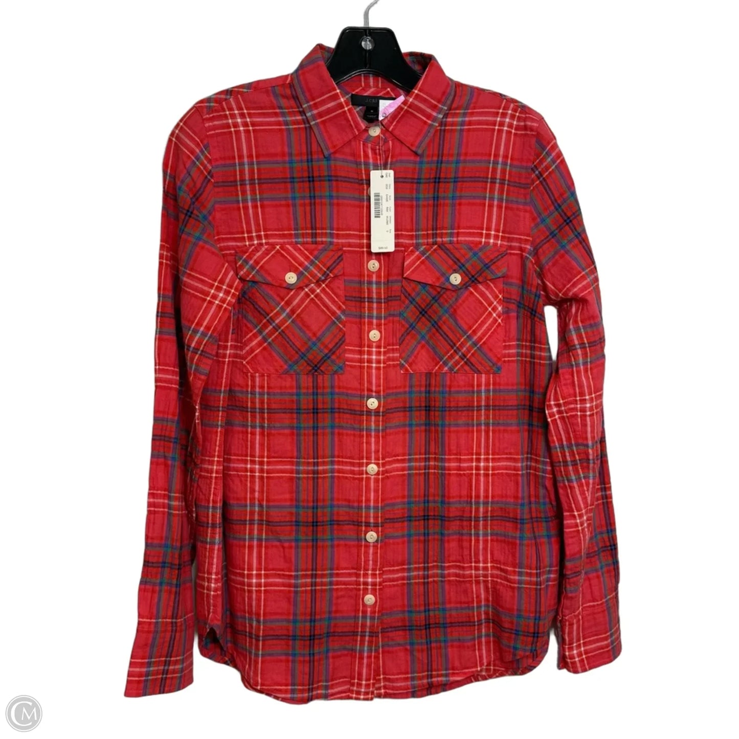 Top Long Sleeve Basic By J. Crew In Plaid Pattern, Size: Xs