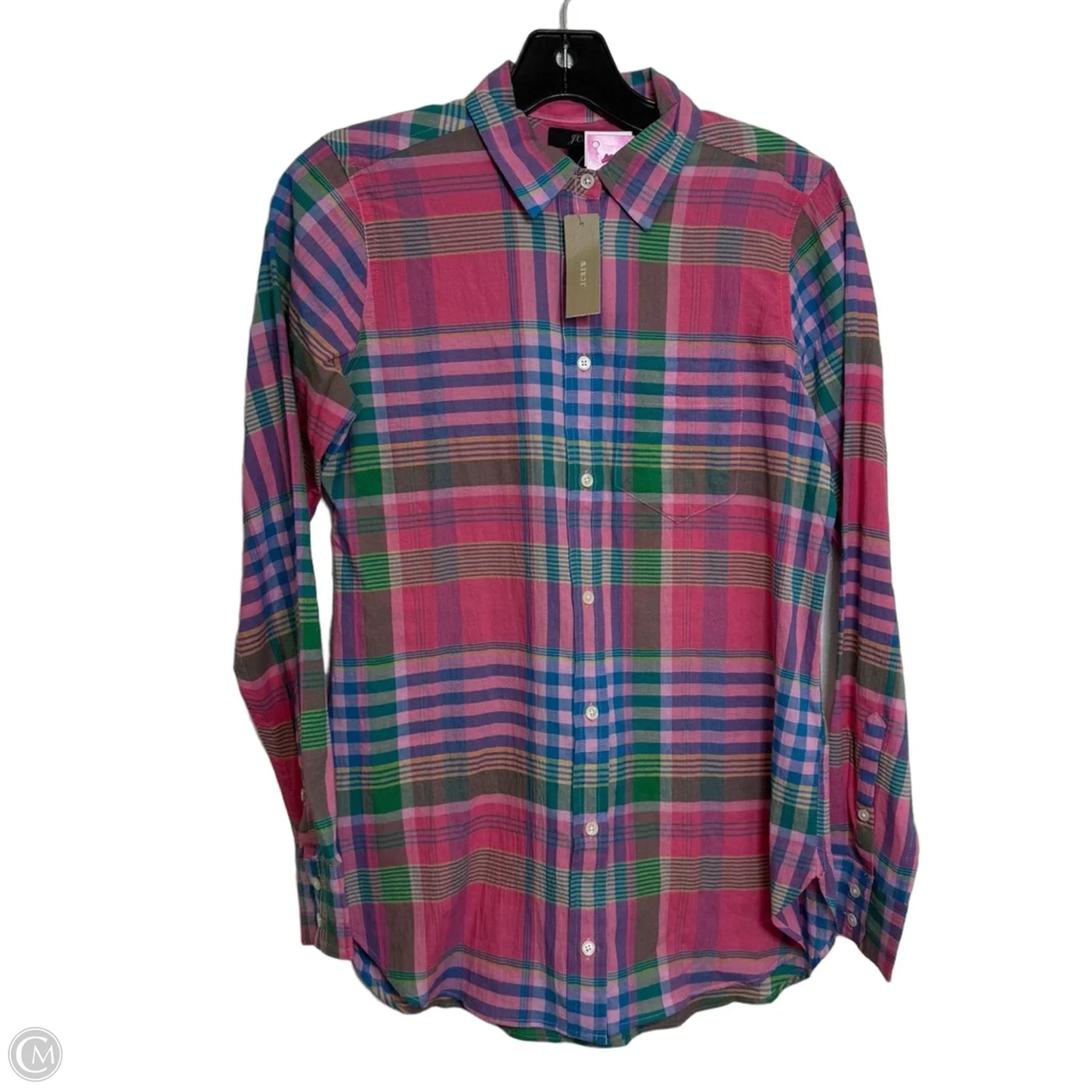 Top Long Sleeve By J. Crew In Plaid Pattern, Size: Xs