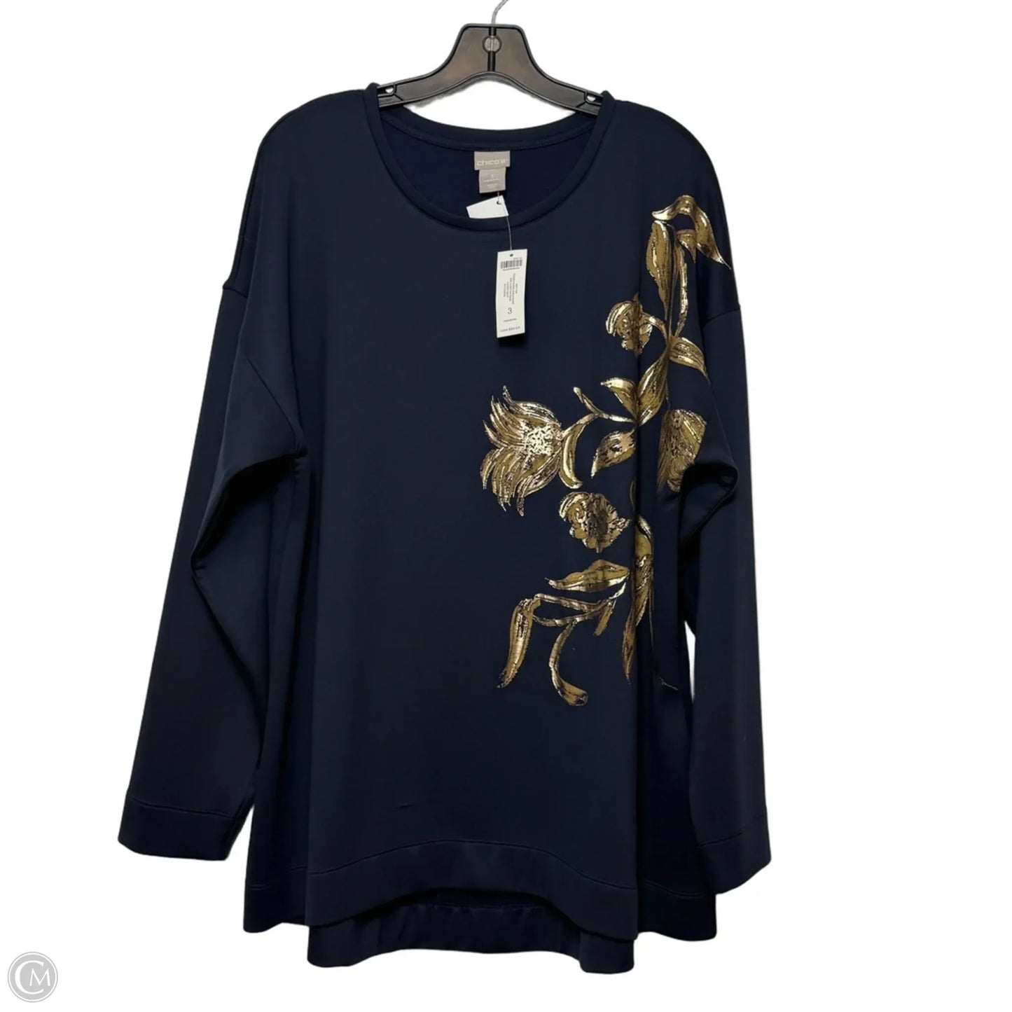 Sweatshirt Collar By Chicos In Navy, Size: 3