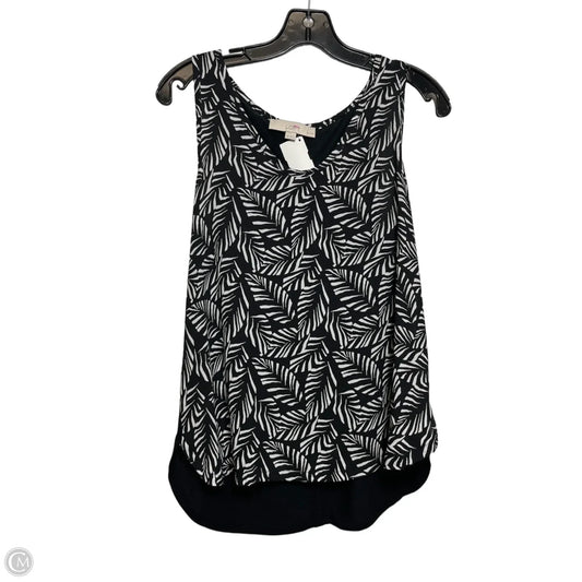 Top Sleeveless By Loft In Black & Cream, Size: Sp