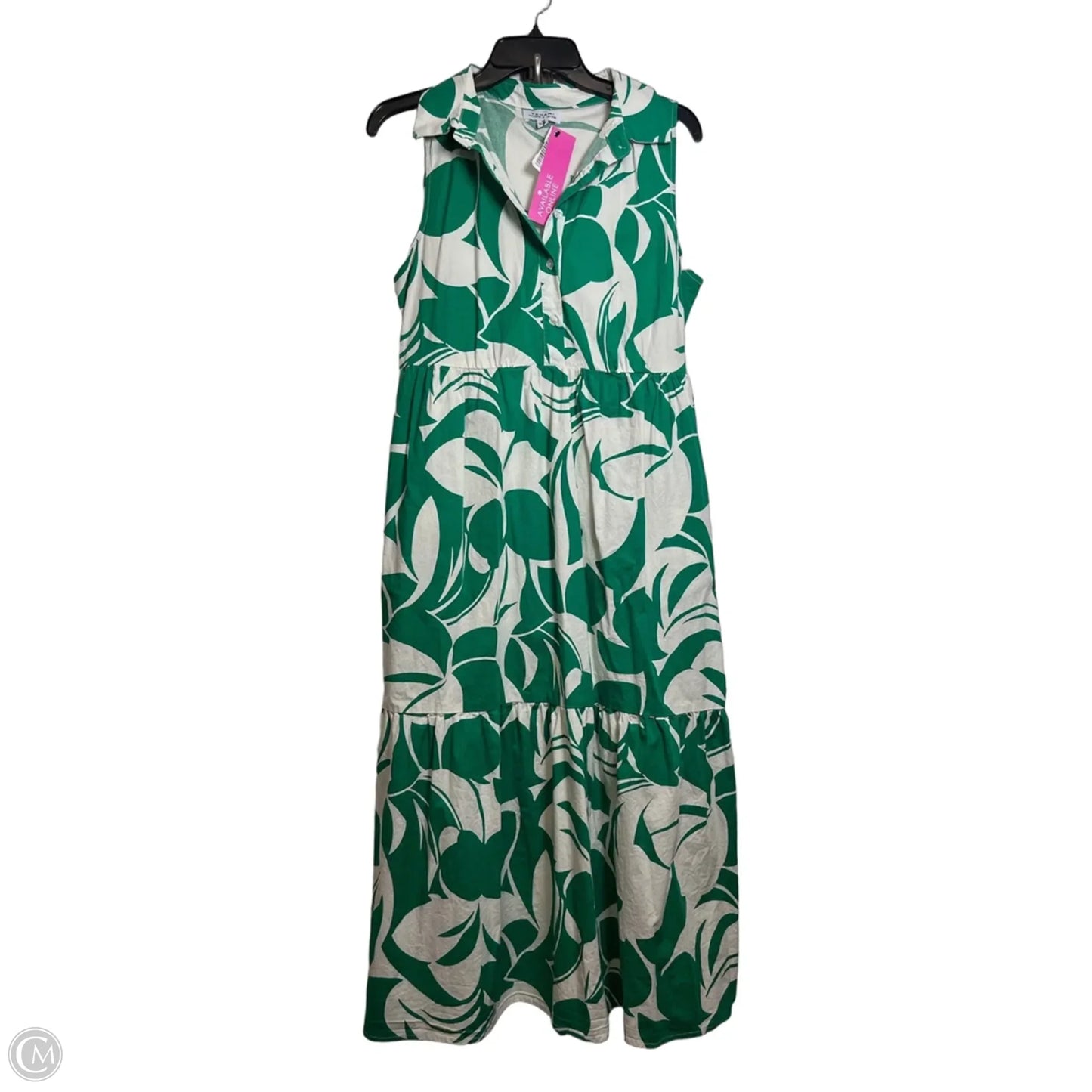 Dress Casual Maxi By Tahari In Green & White, Size: M