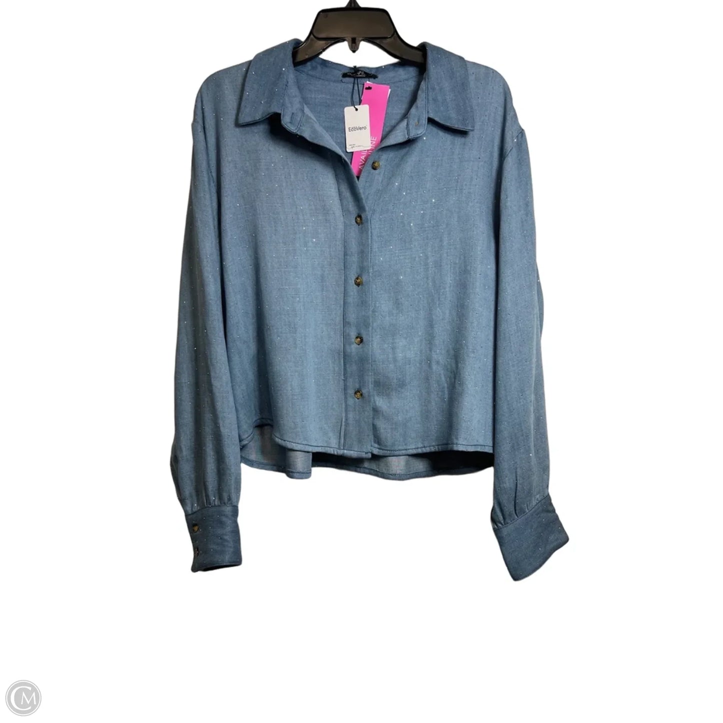 Top Long Sleeve By Velvet Heart In Blue Denim, Size: M