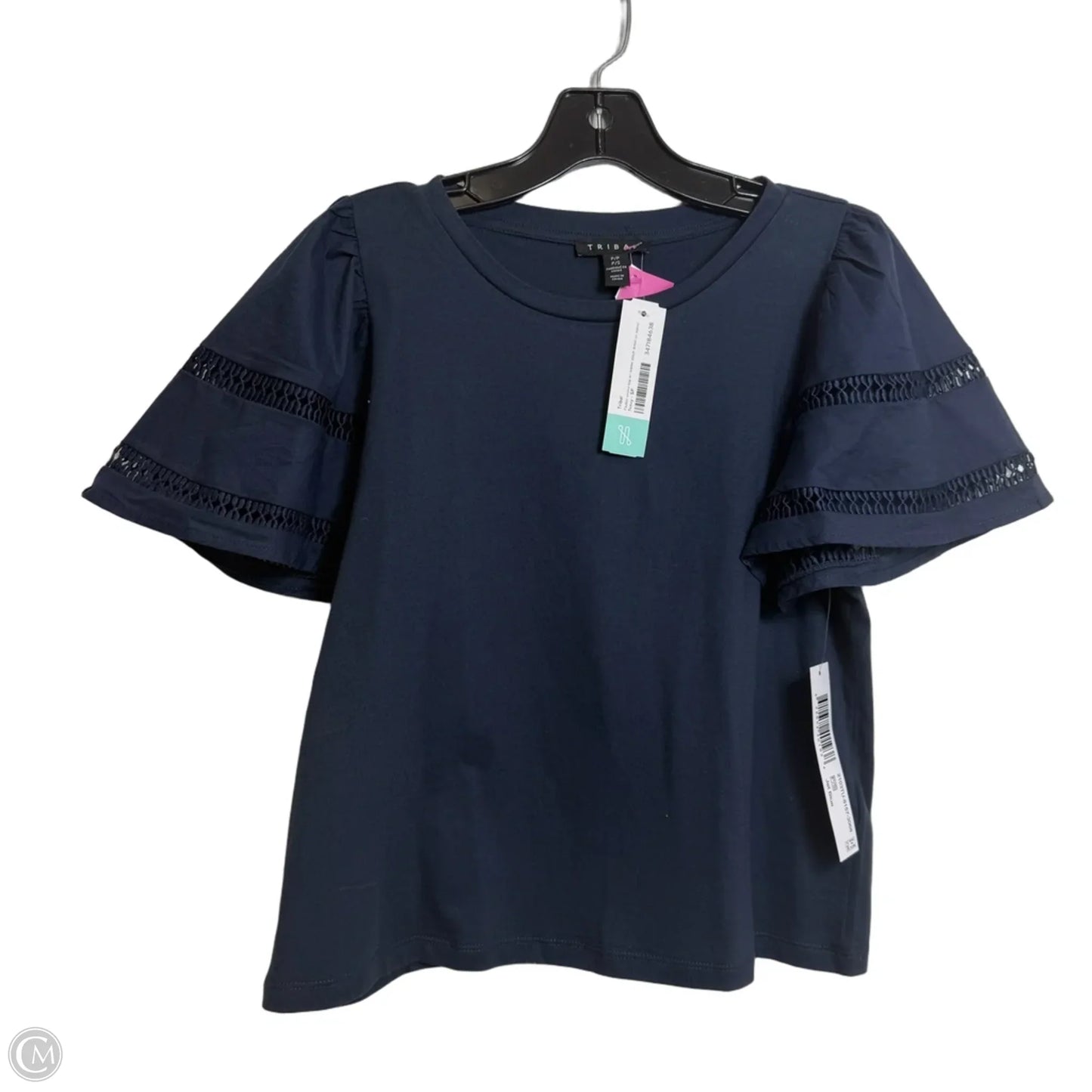 Top Short Sleeve By Tribal In Navy, Size: S
