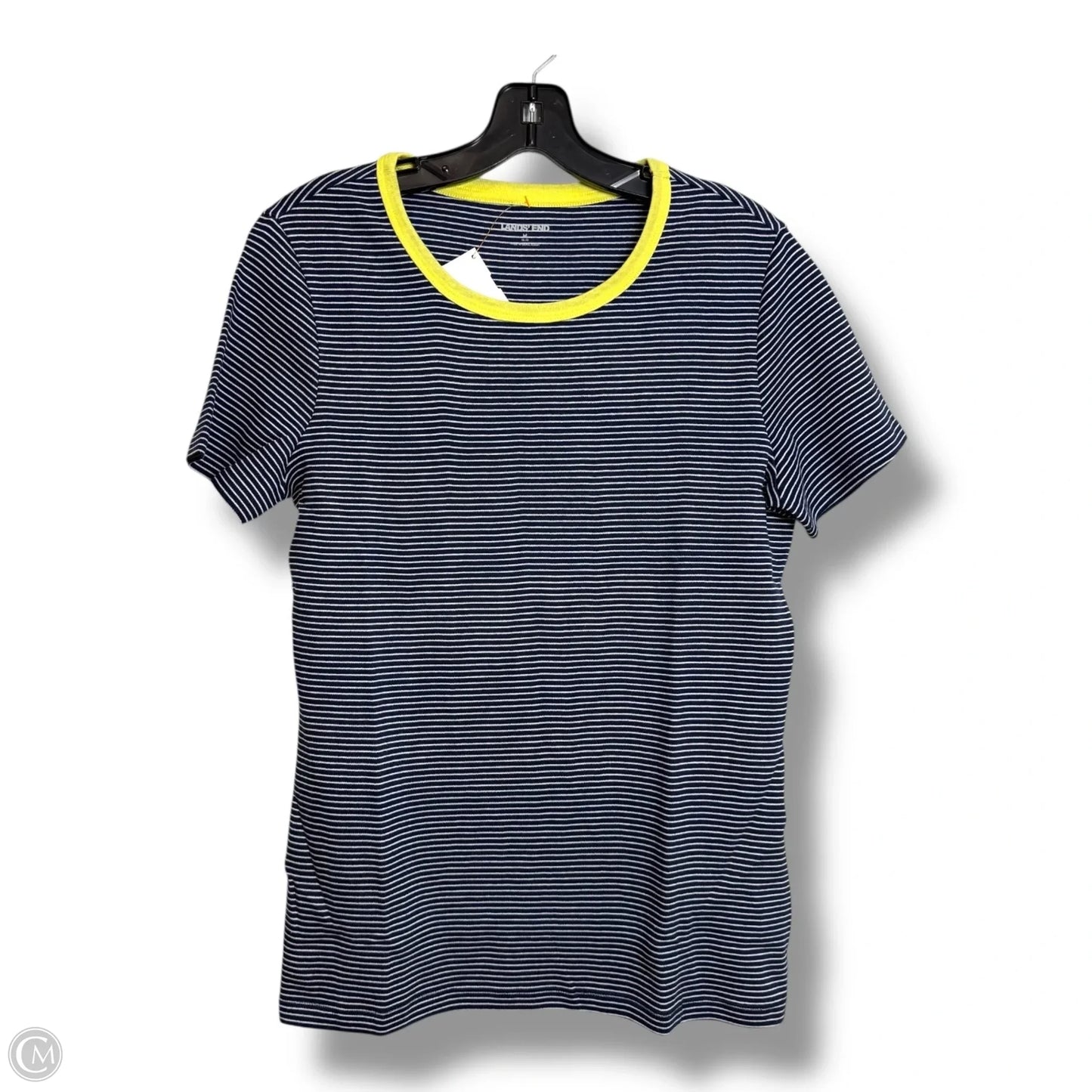 Top Short Sleeve Basic By Lands End In Pink & Yellow, Size: M