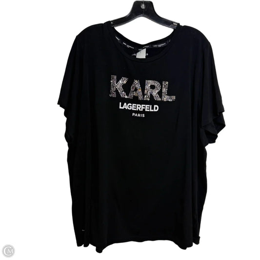 Top Short Sleeve Designer By Karl Lagerfeld In Black, Size: 3x