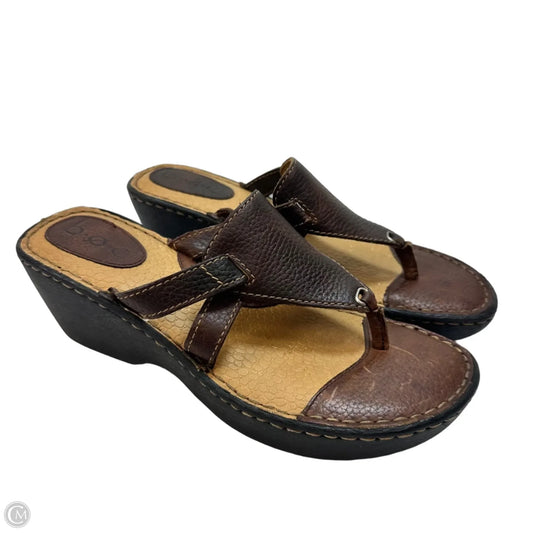 Sandals Heels Wedge By Boc In Brown, Size: 8