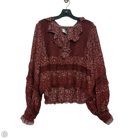 Top Long Sleeve By Anthropologie In Maroon, Size: M