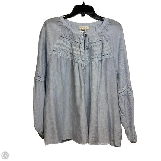 Top 3/4 Sleeve By Laura Ashley In Blue, Size: 2x