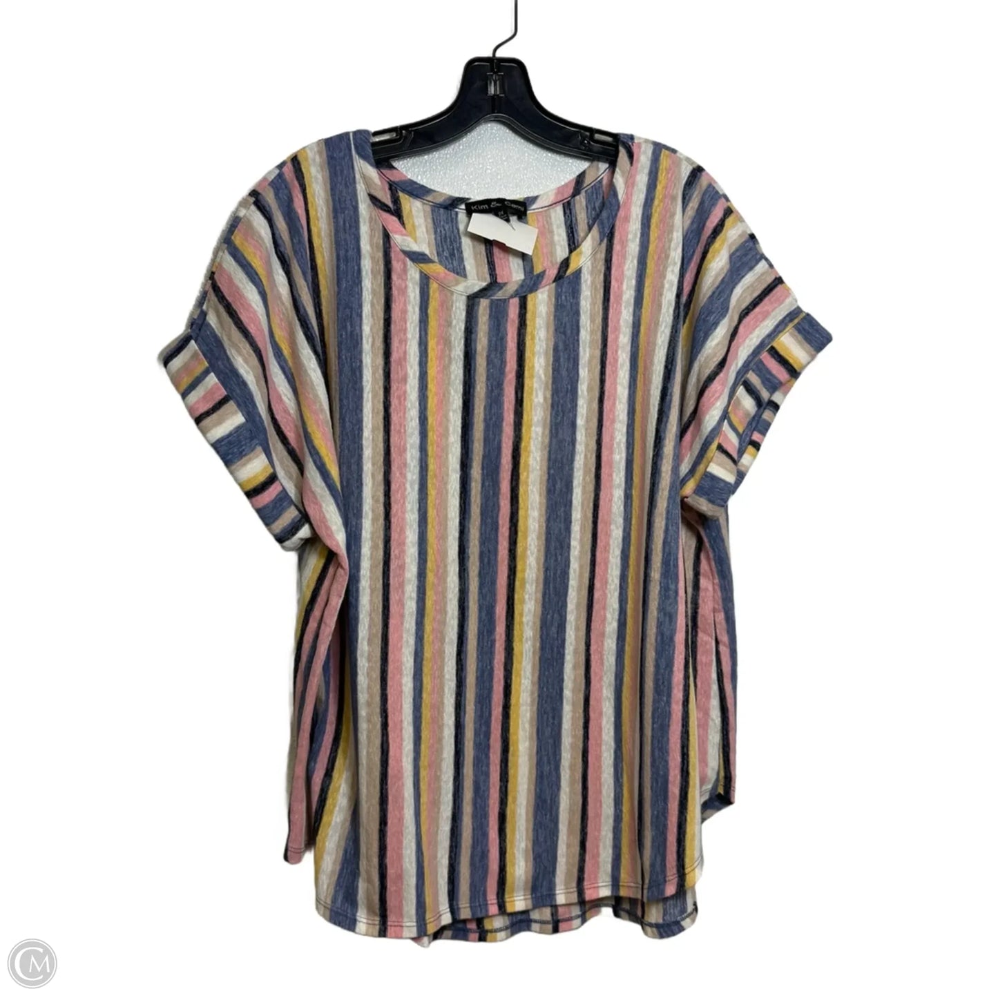 Top Short Sleeve By Kim & Cami In Striped Pattern, Size: 2x