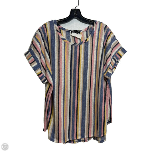 Top Short Sleeve By Kim & Cami In Striped Pattern, Size: 2x
