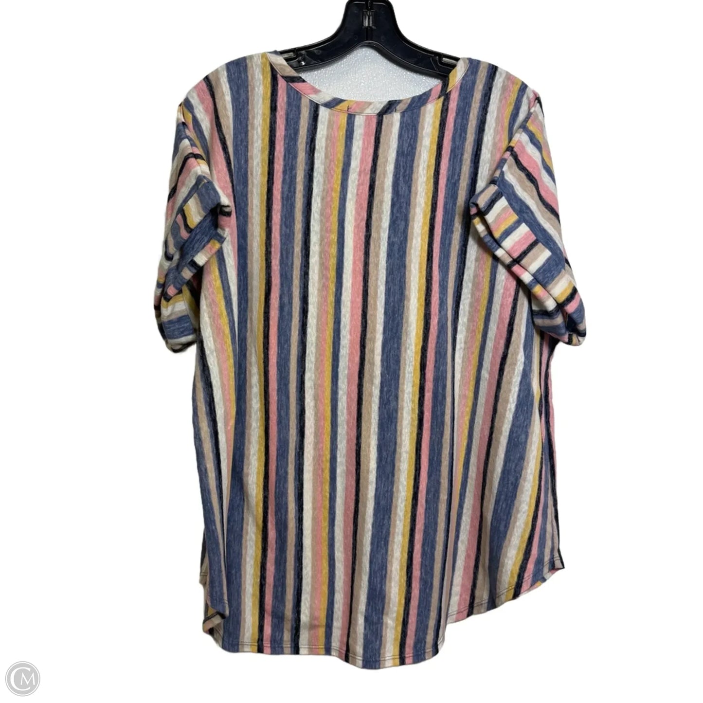 Top Short Sleeve By Kim & Cami In Striped Pattern, Size: 2x