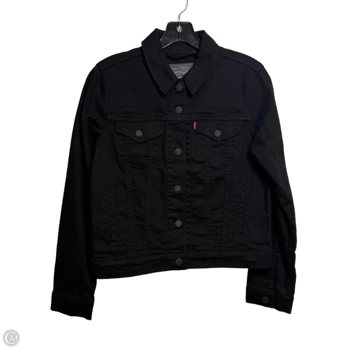 Jacket Denim By Levis In Black Denim, Size: S