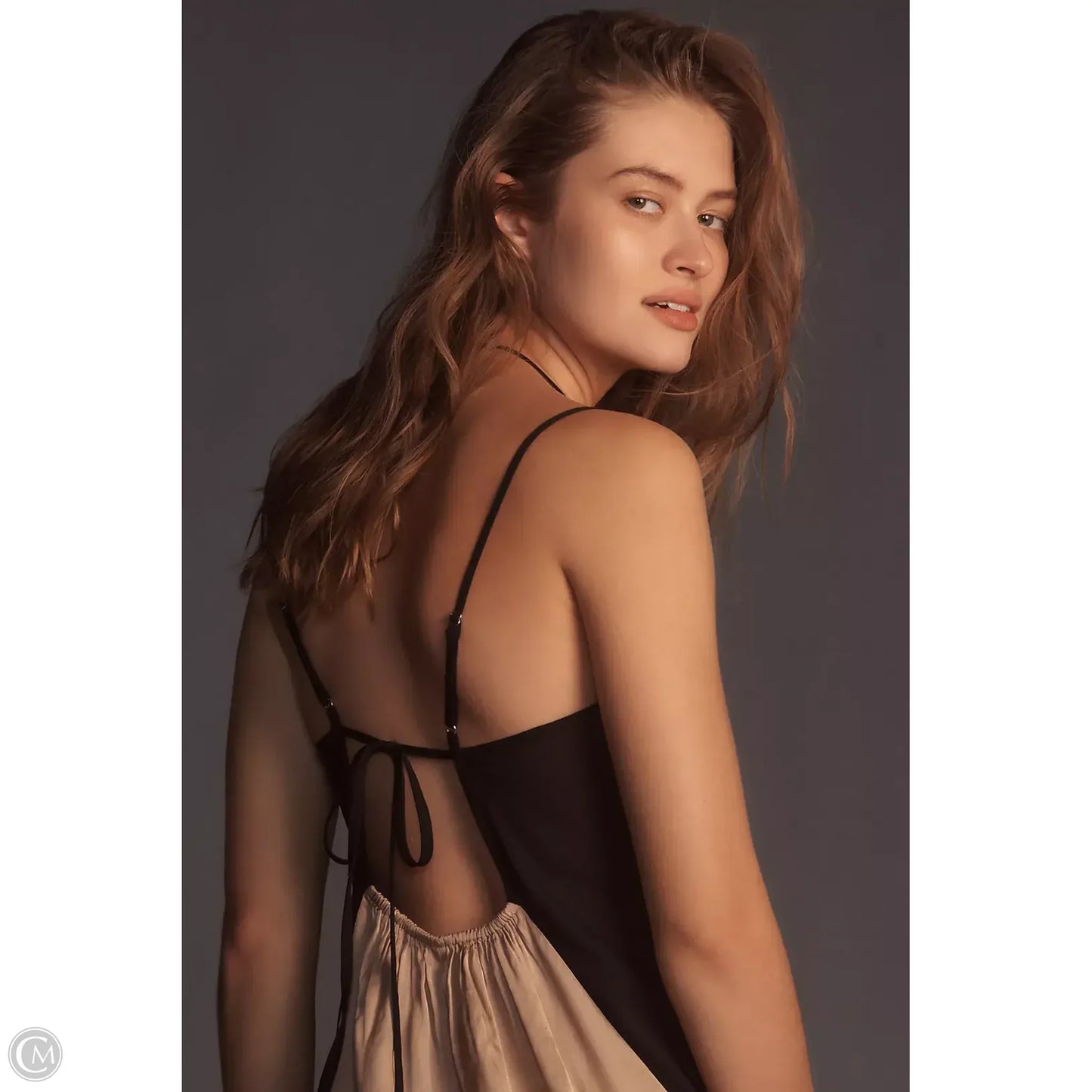 Colorblock Slip Midi Dress Casual Midi By Anthropologie In Black & Cream, Size: S