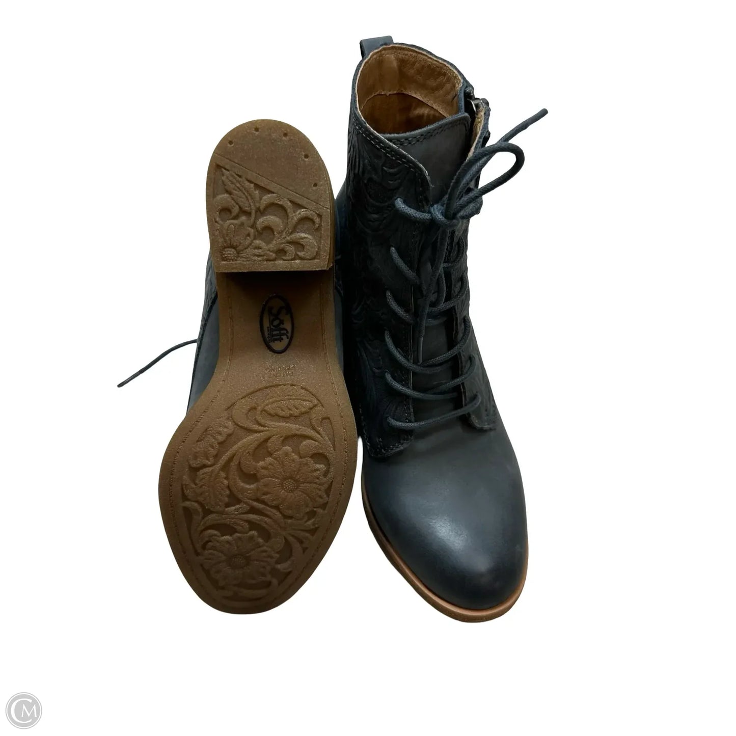 Boots Ankle Heels By Sofft In Grey, Size: 6.5