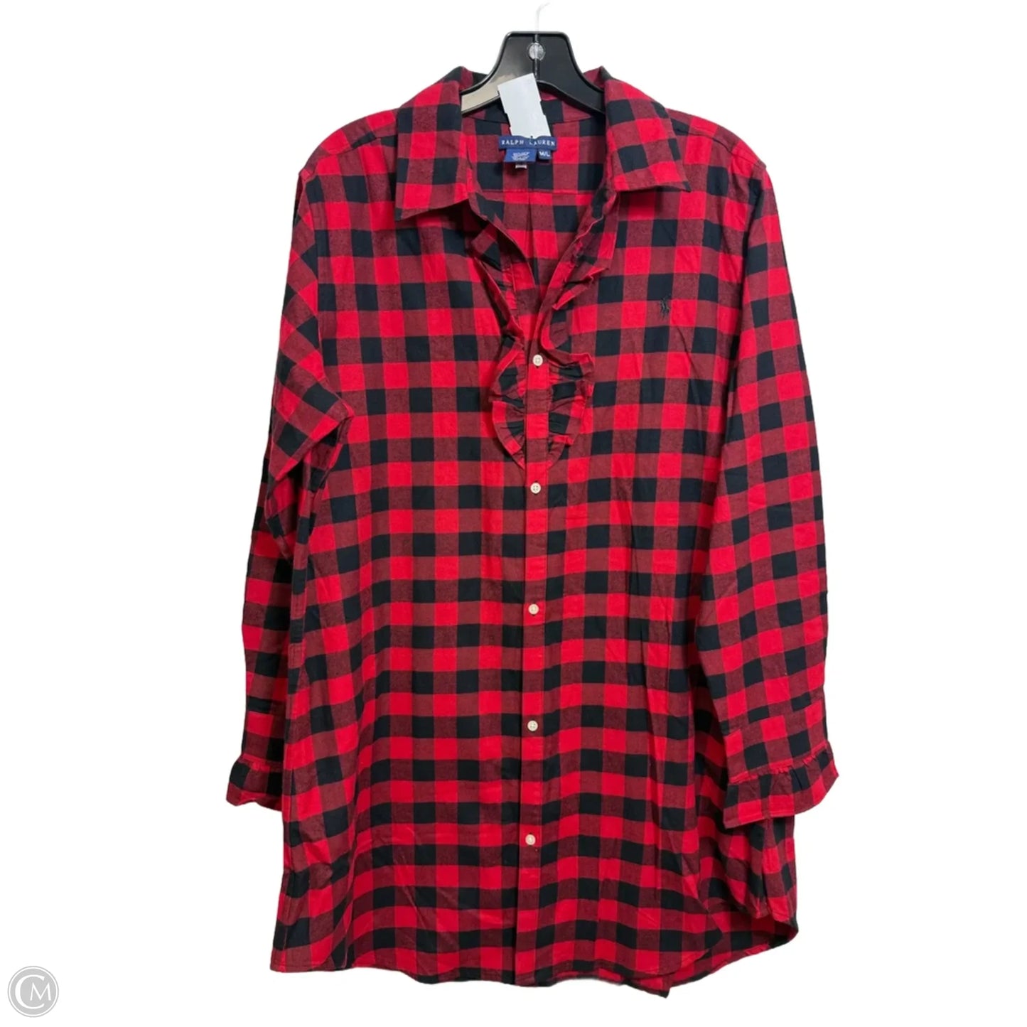 Dress Casual Midi By Ralph Lauren In Plaid Pattern, Size: M