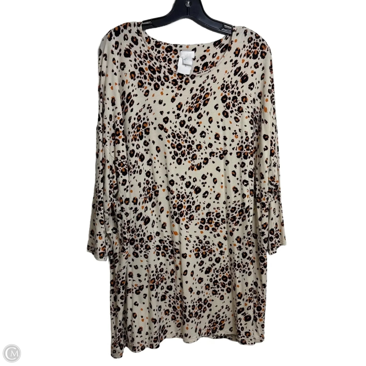 Top 3/4 Sleeve By Chicos In Animal Print, Size: Xl