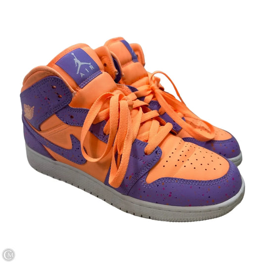 Air Jordan mid Shoes Sneakers By Nike In Orange & Purple, Size: 7Y/8.5