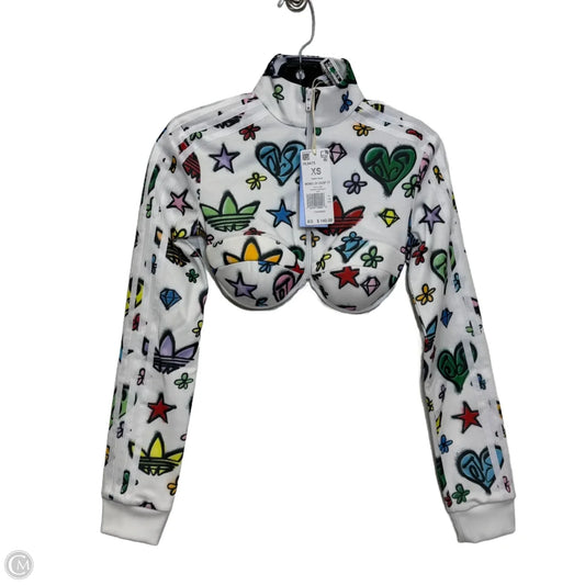 Adidas X JEREMY SCOTT MONOGRAM CROP TRACK TOP Athletic Long Sleeve Collar By Adidas In Multi-colored, Size: Xs