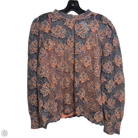 Top Long Sleeve By Loft In Blue & Orange, Size: L