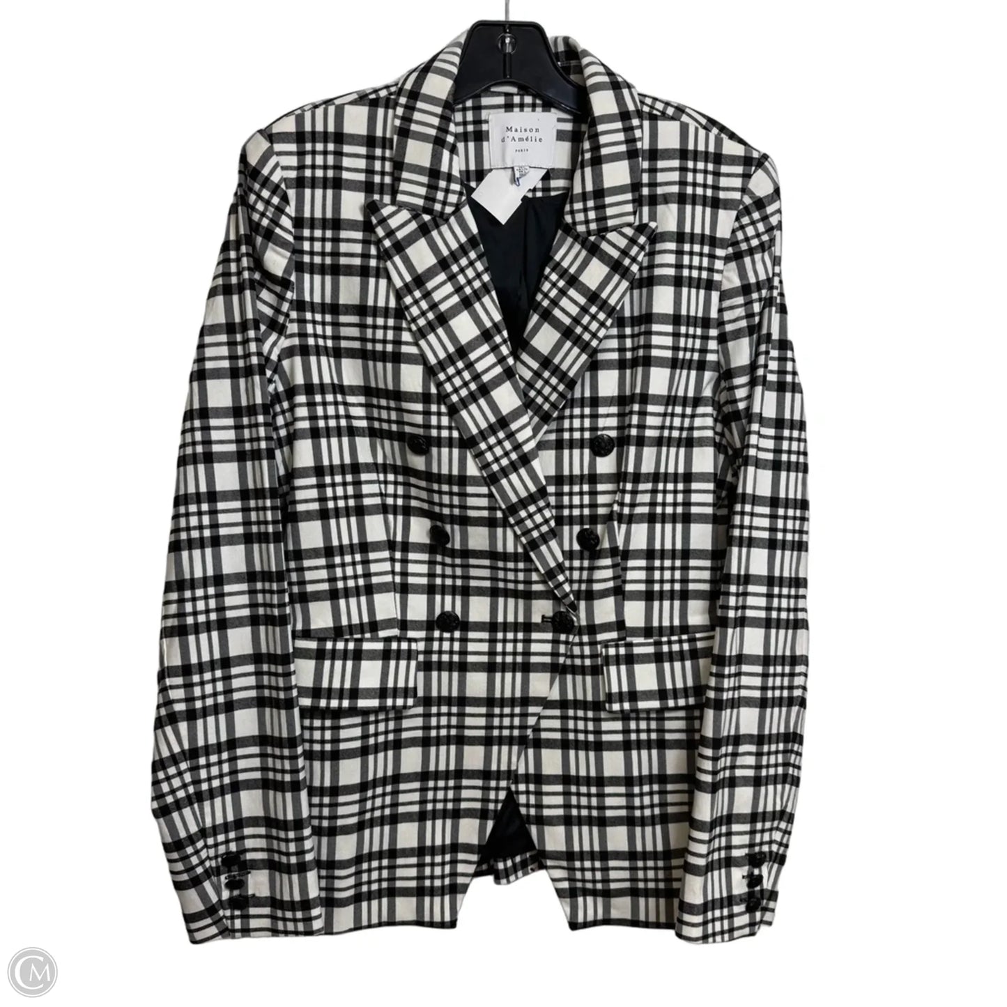 Blazer By Maison Damelie In Plaid Pattern, Size: L