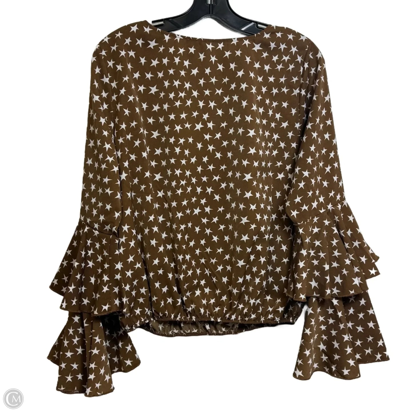 Top Long Sleeve By Bucketlist In Brown & White, Size: M