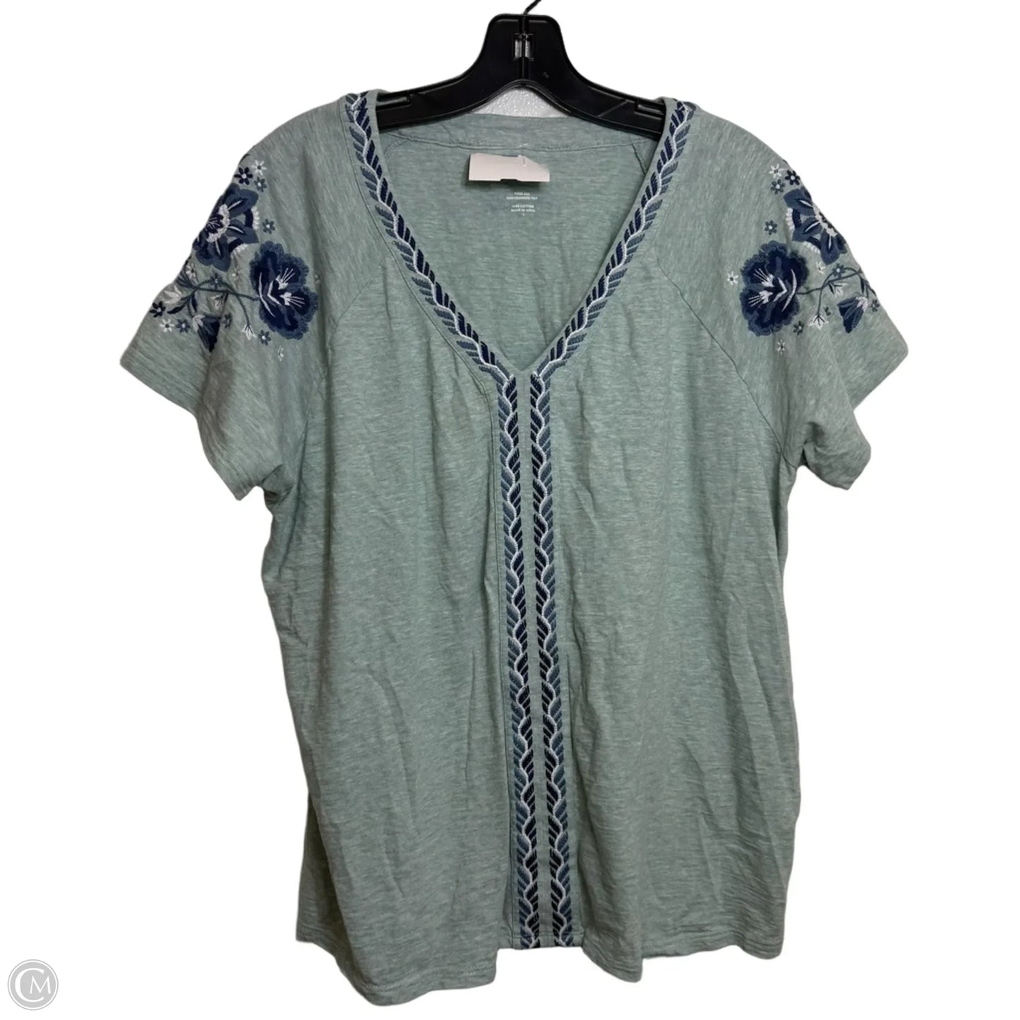 Top Short Sleeve By Pure Jill In Green, Size: L