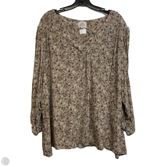 Top long Sleeve By St Johns Bay In Floral Print, Size: 2x