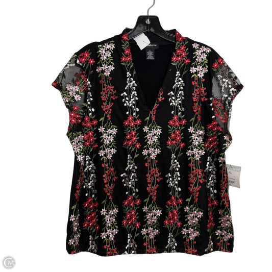 Top Short Sleeve By Liz Claiborne In Black & Red, Size: Xl