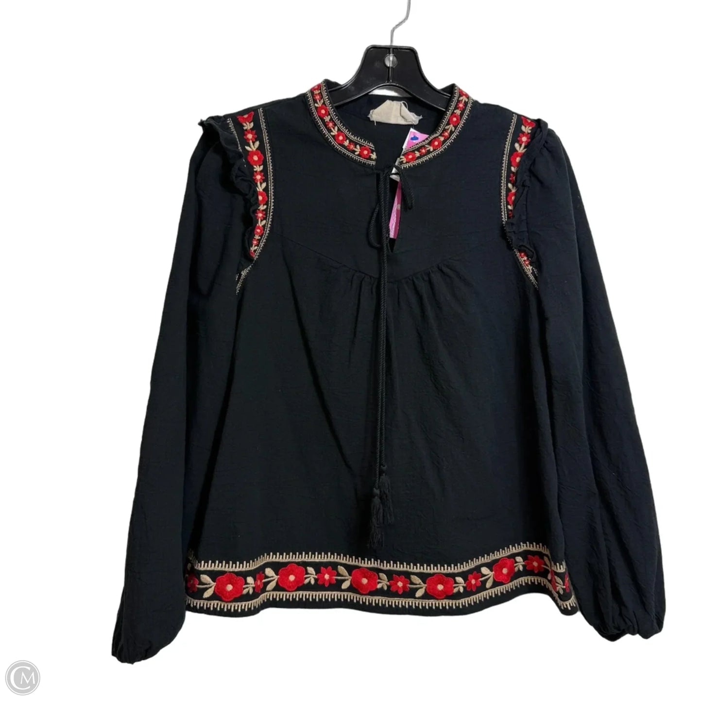 Top Long Sleeve By Savanna Jane In Black, Size: S
