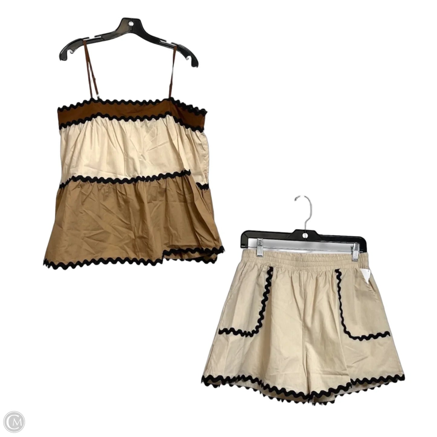 Shorts Set By Clothes Mentor In Brown & Cream, Size: L
