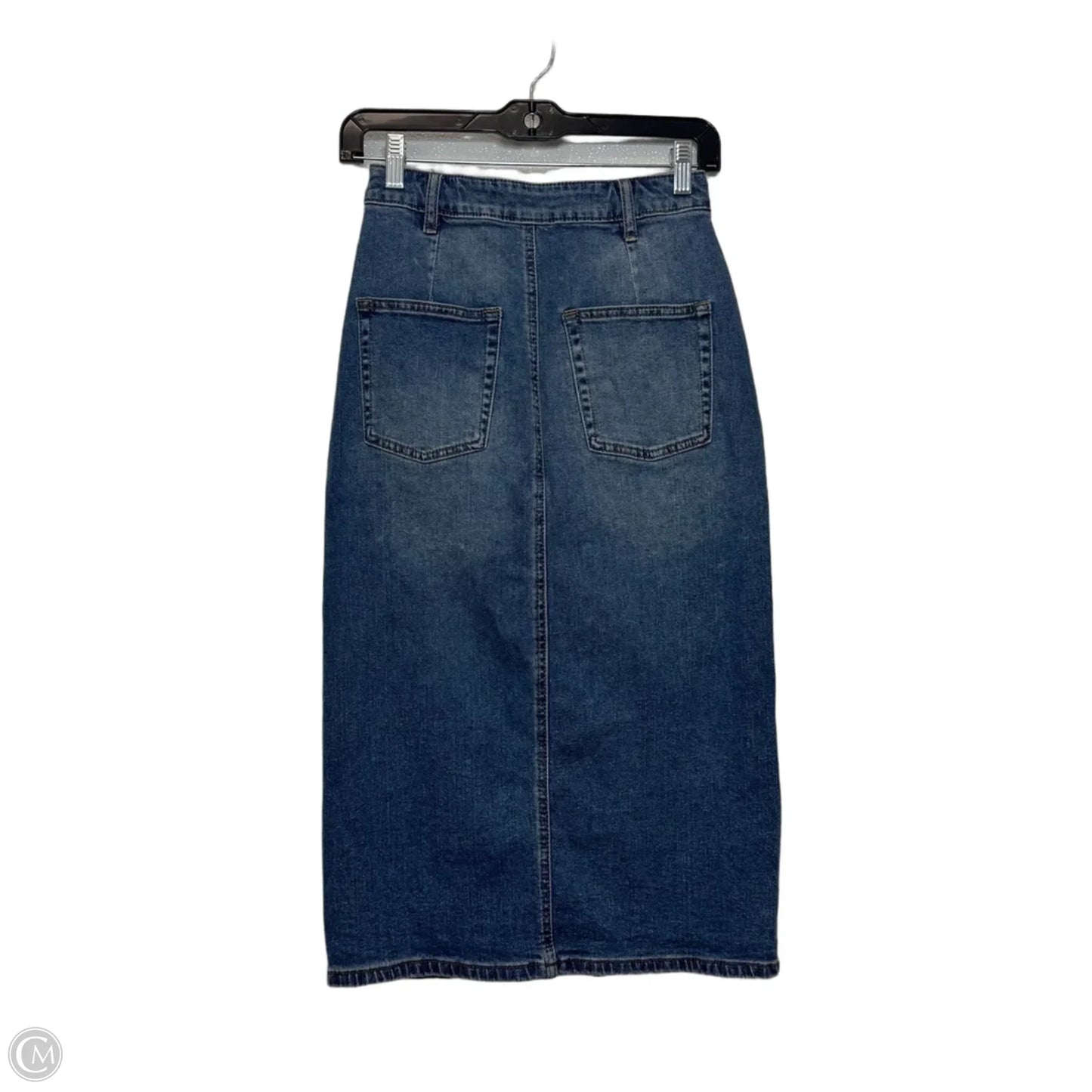 Skirt Midi By Justfab In Blue Denim, Size: 0/25