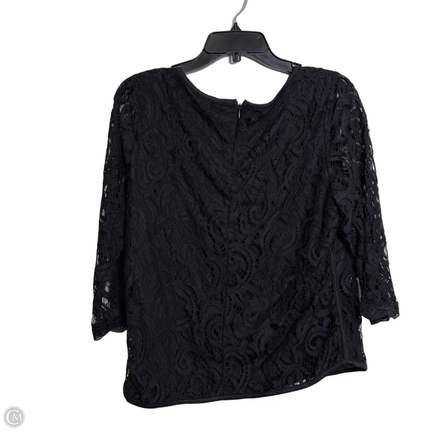 Top 3/4 Sleeve By Adrianna Papell In Black, Size: L