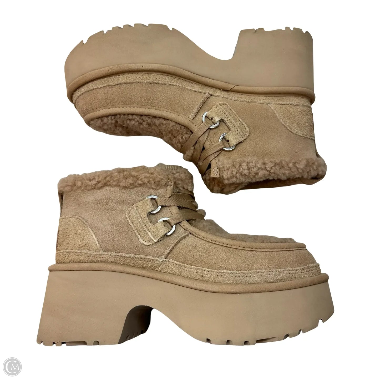 Classic New Heights Lace-Up Boots Designer By Ugg In Tan, Size: 8