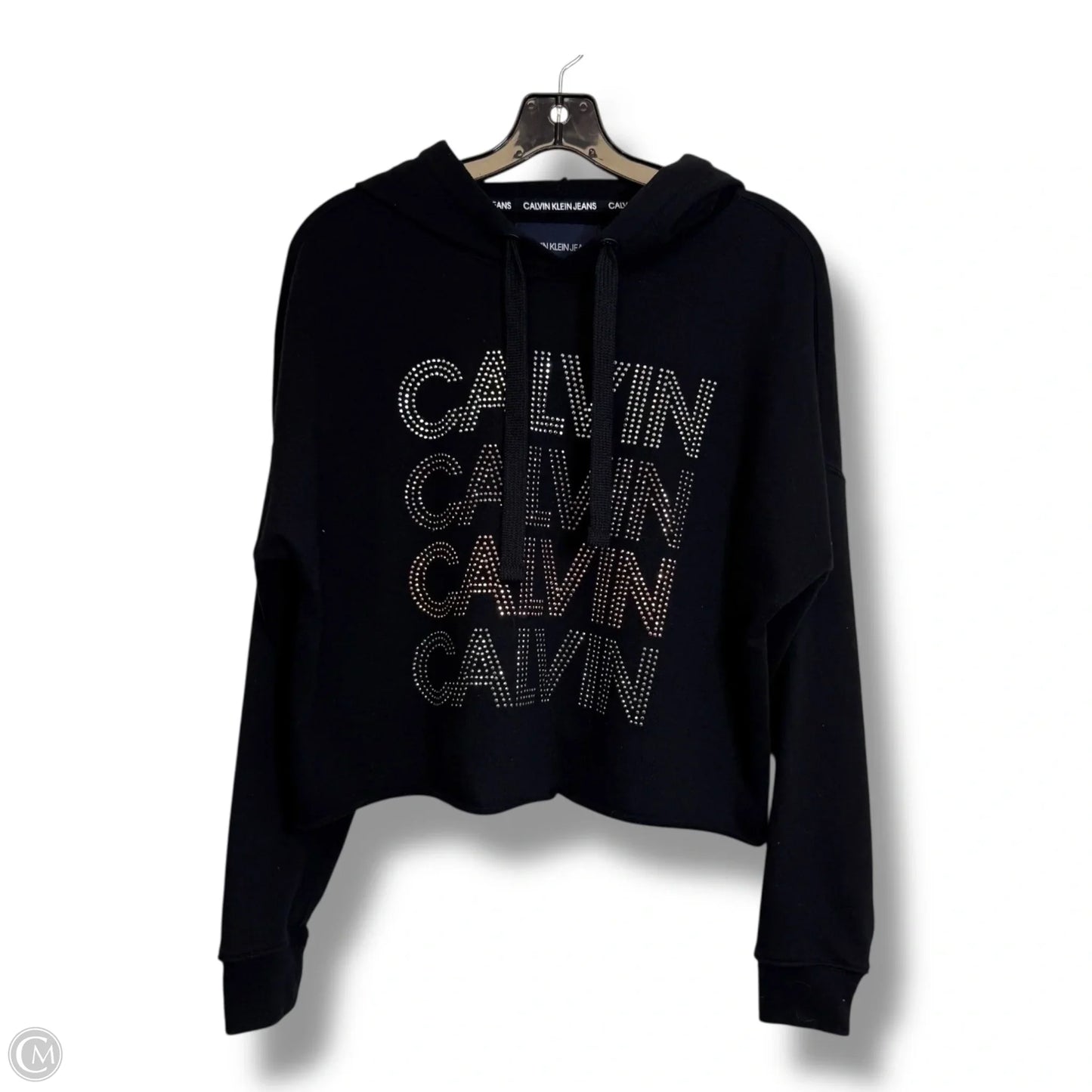 Athletic Top Long Sleeve Hoodie By Calvin Klein In Black, Size: S