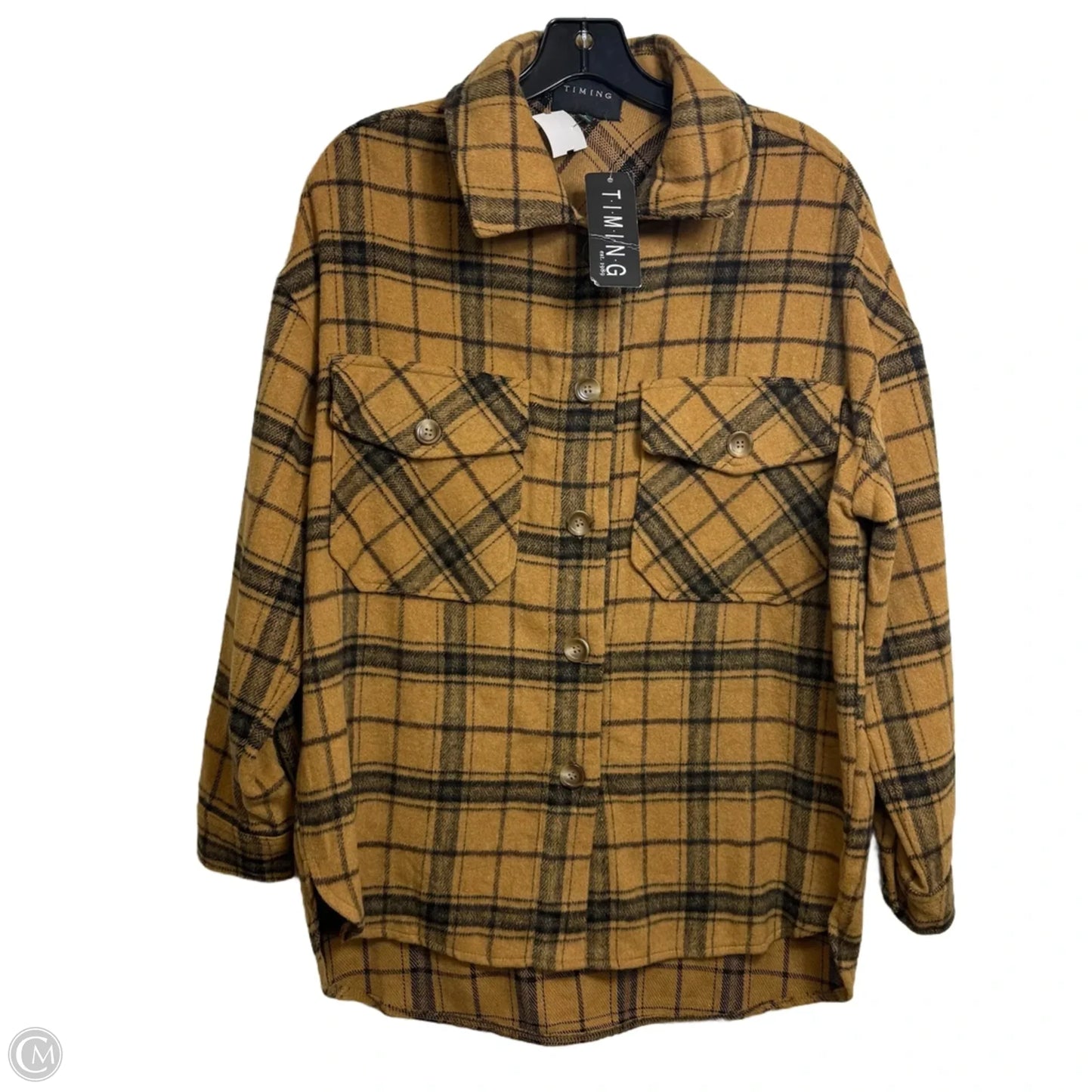 Top Long Sleeve By Timing In Tan, Size: S