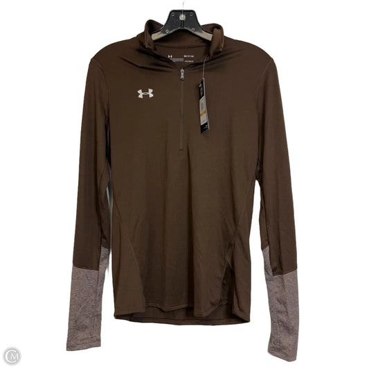 Athletic Top Long Sleeve Collar By Under Armour In Bronze, Size: S