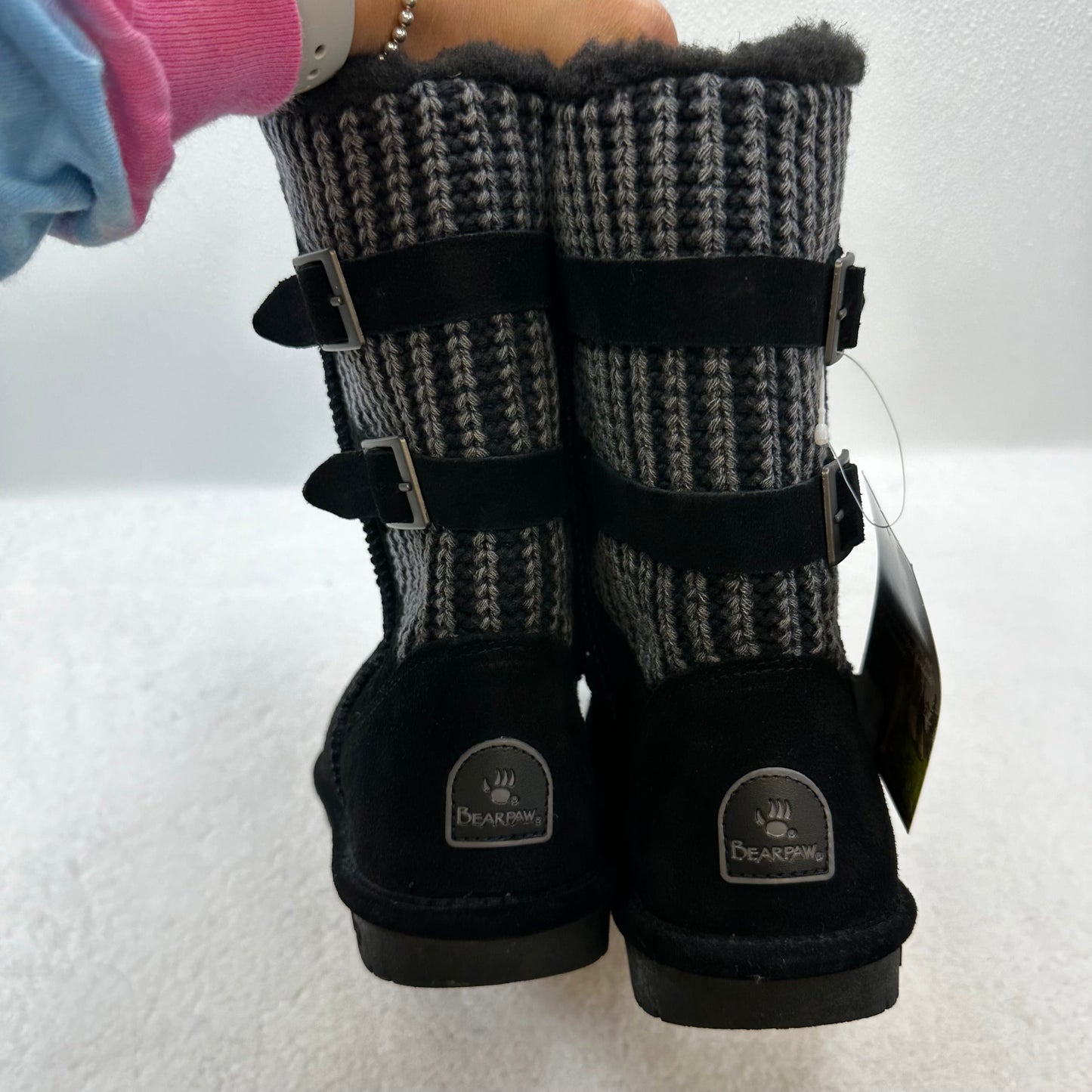 Black Boots Knee Flats Bearpaw, Size 11